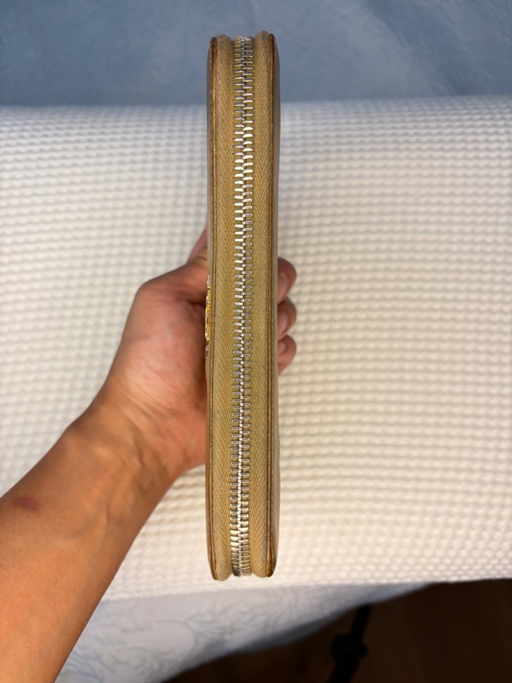 Prada Metallic Gold Saffiano Zip Wallet - Picture 4 of 12